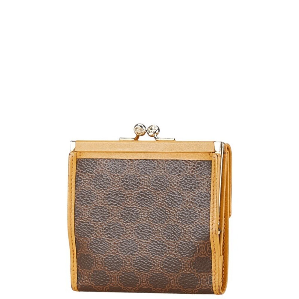 Celine Yellow Wallet Brown Leather Macadam Bifold